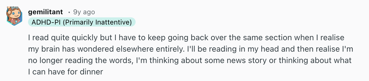 ADHD and reading difficulties with speed