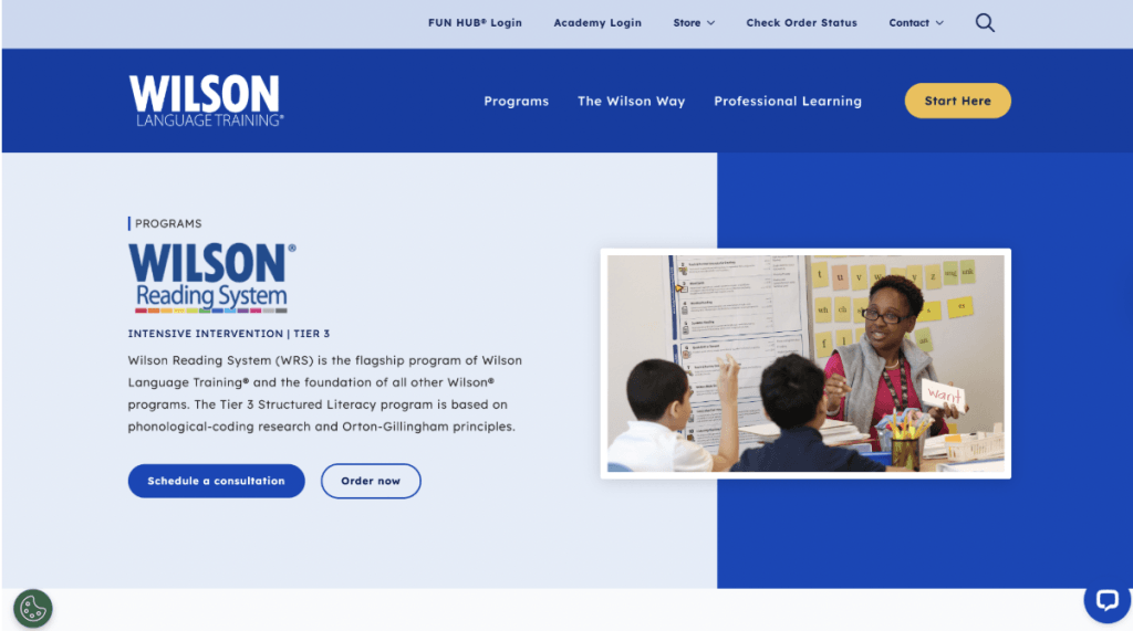 Wilson Reading System phonics for reading intervention program