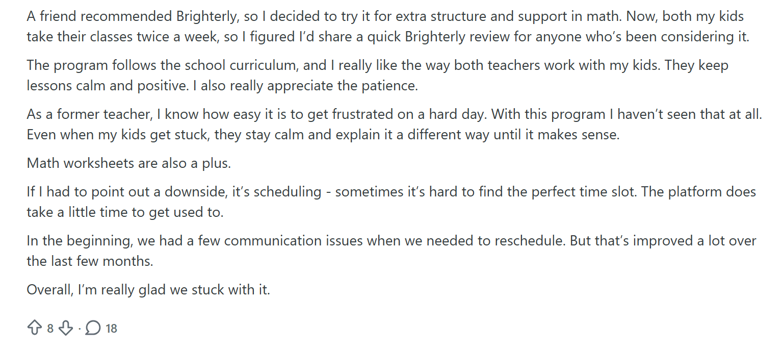 Brighterly pros and cons