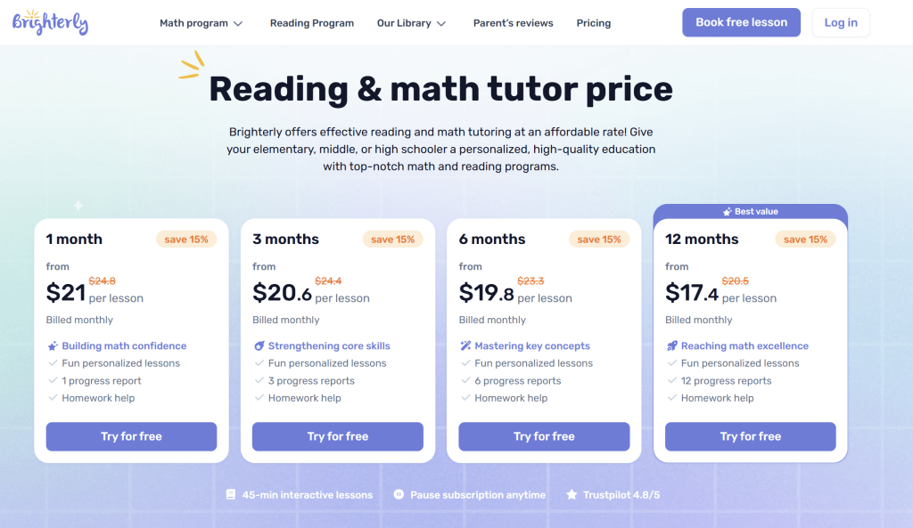 Outstanding math and reading tutors who make learning fun