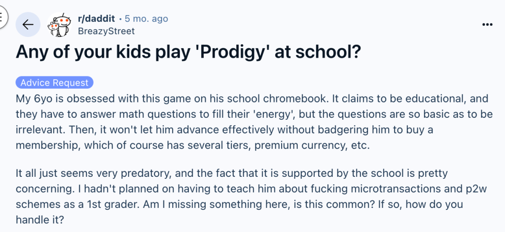 Why is Prodigy banned from school