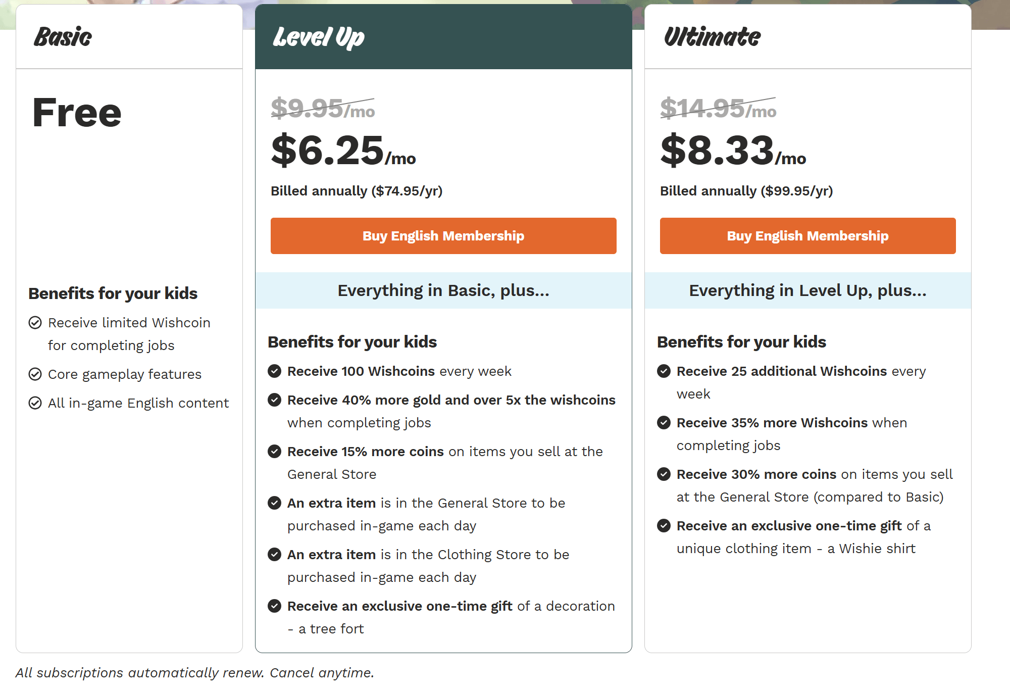 Prodigy Subscription Cost: English Plans (Level Up/Ultimate)