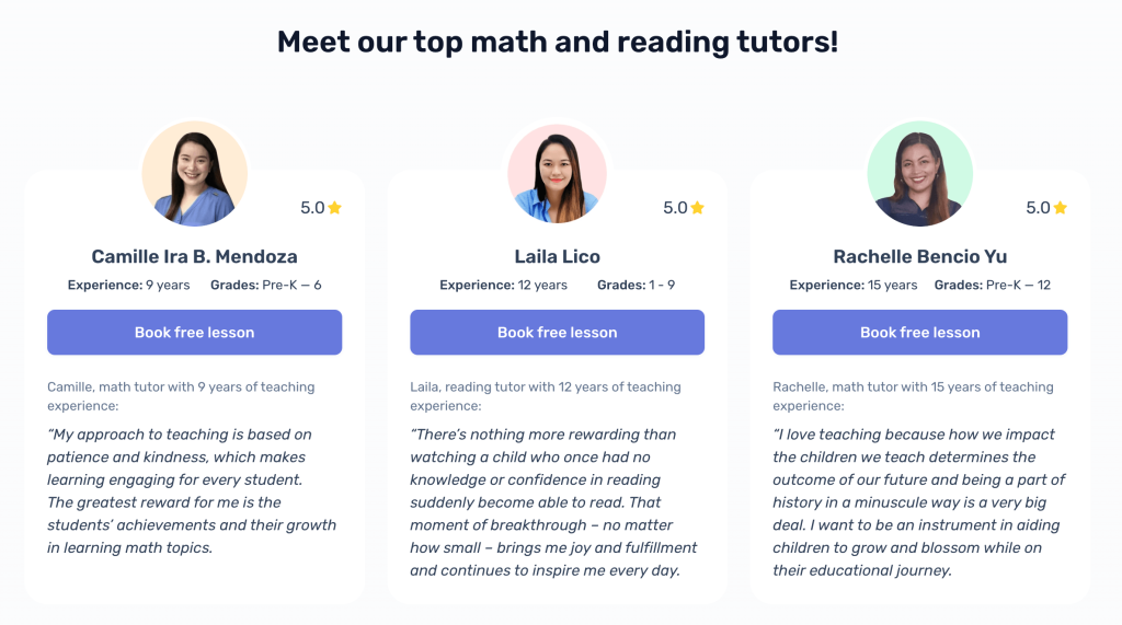 Top-notch math and reading tutors