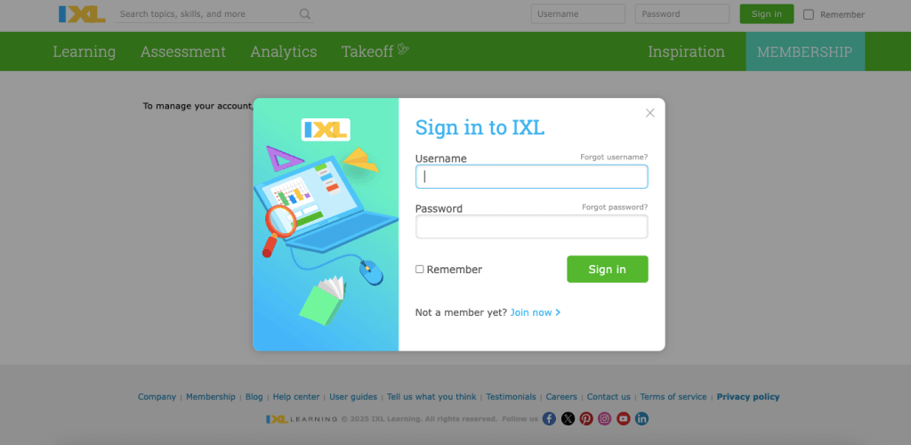Access your IXL parent account