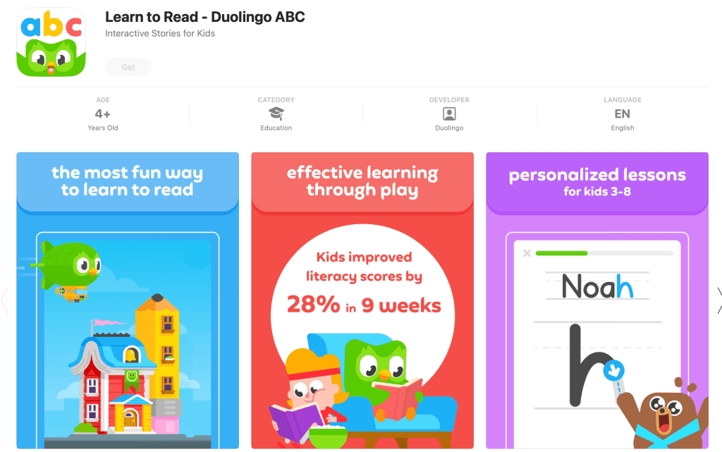 #4 Duolingo ABC best reading app for kids free