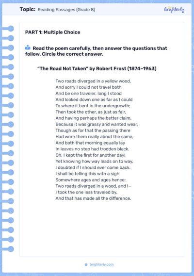 PDF 2 8th Grade Reading Passages Worksheets