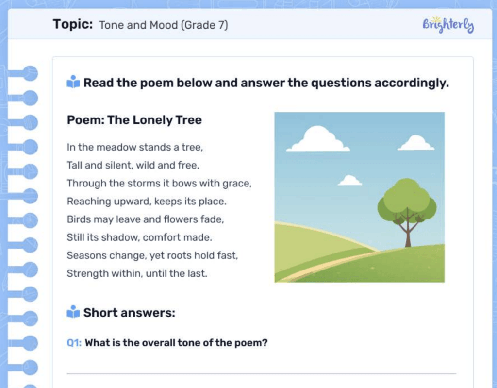 Mood and tone worksheets: Examples