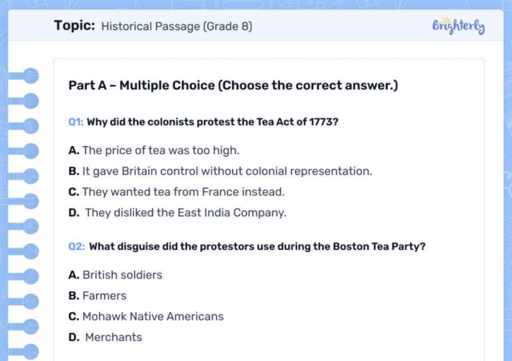 Examples of historical fiction worksheets by Brighterly