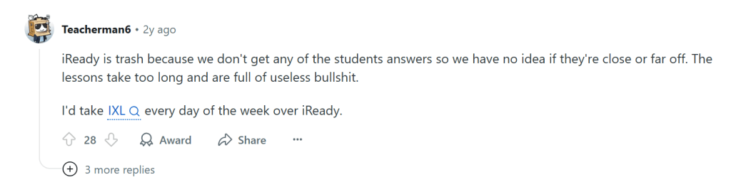 iReady pricing: The website doesn’t bring any value