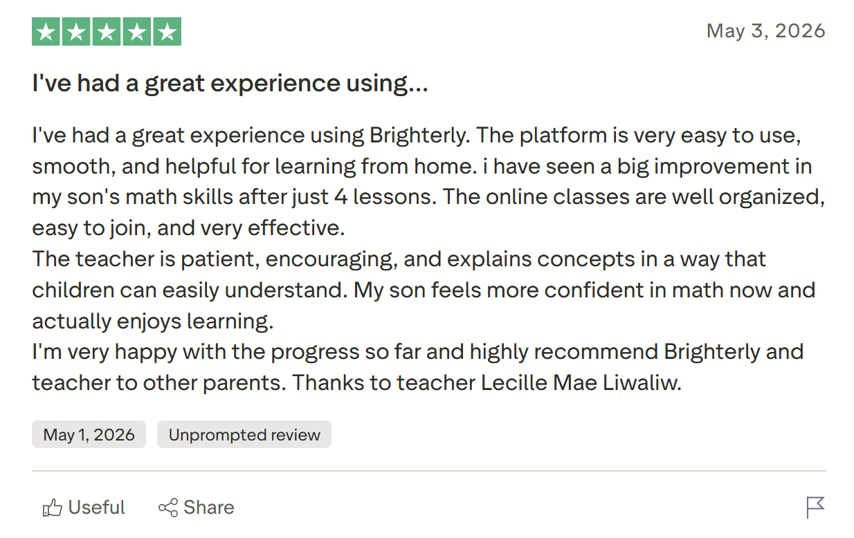 Brighterly reviews: Great option for 1:1 online tutoring