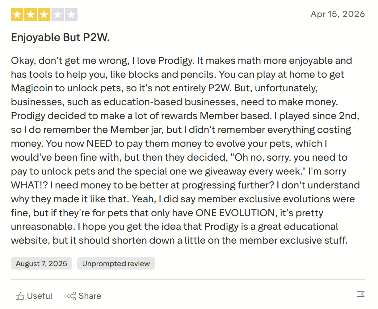 Prodigy Reviews: Good for Customization but Pushes Towards Payments 