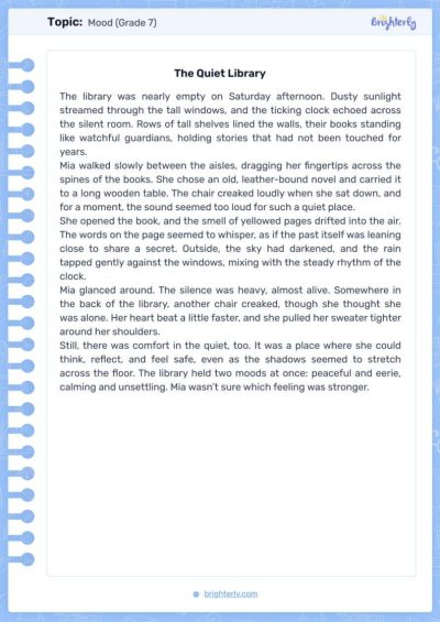 7th Grade Tone and Mood Worksheets PDF 2