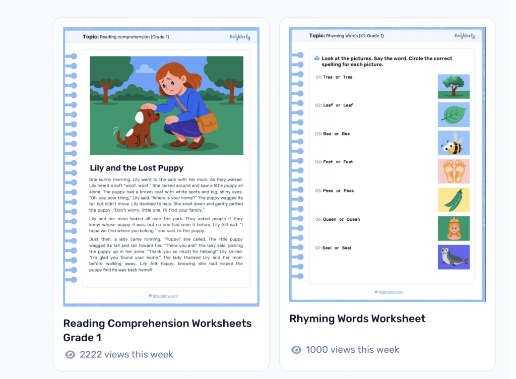 A great free alternative to learn to read apps – Brighterly reading worksheets