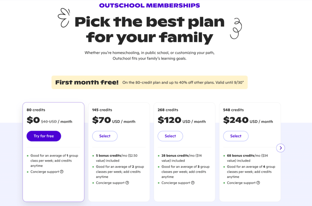 Outschool: Pricing
