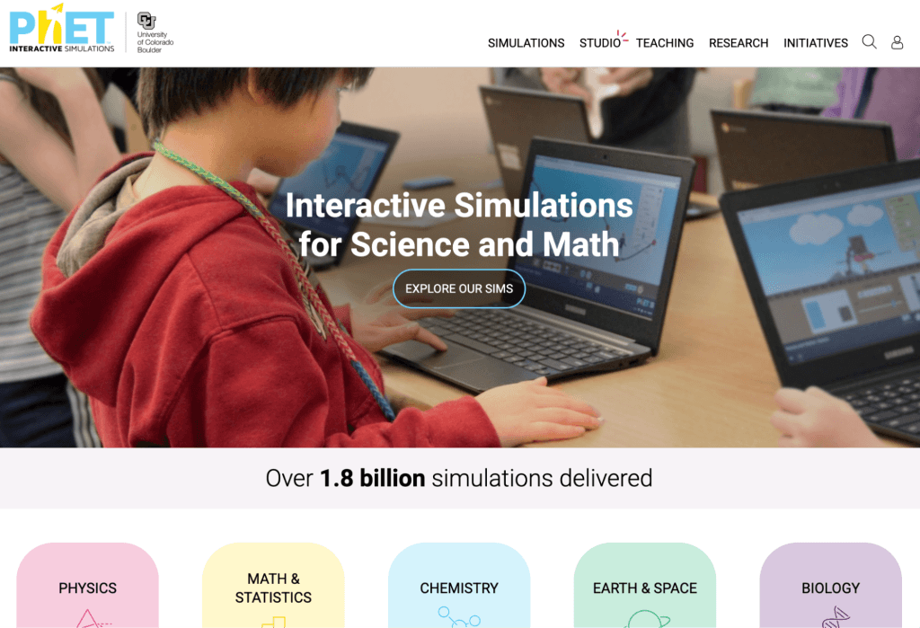 PhET Interactive Simulations STEM program for kids