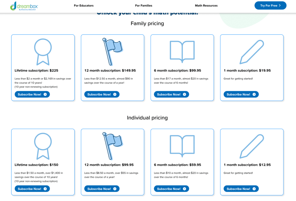 DreamBox: Pricing