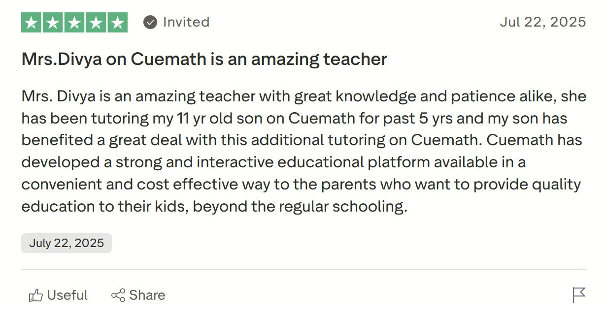 Cuemath positive feedback on value