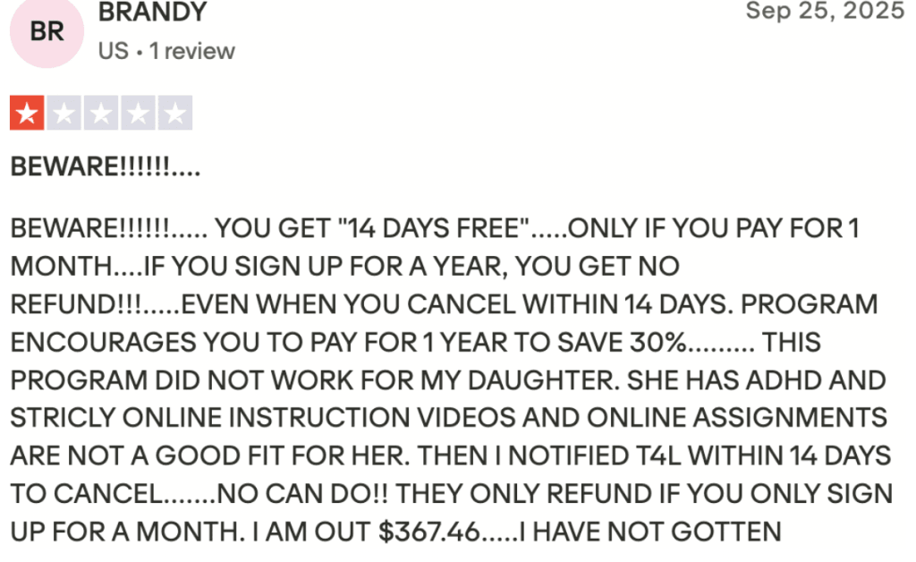 Time4Learning complaints