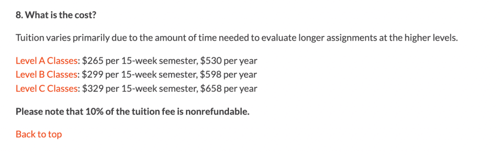 Institute for Excellence in Writing: Pricing