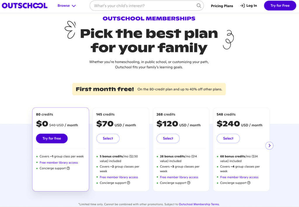 Outschool: Pricing