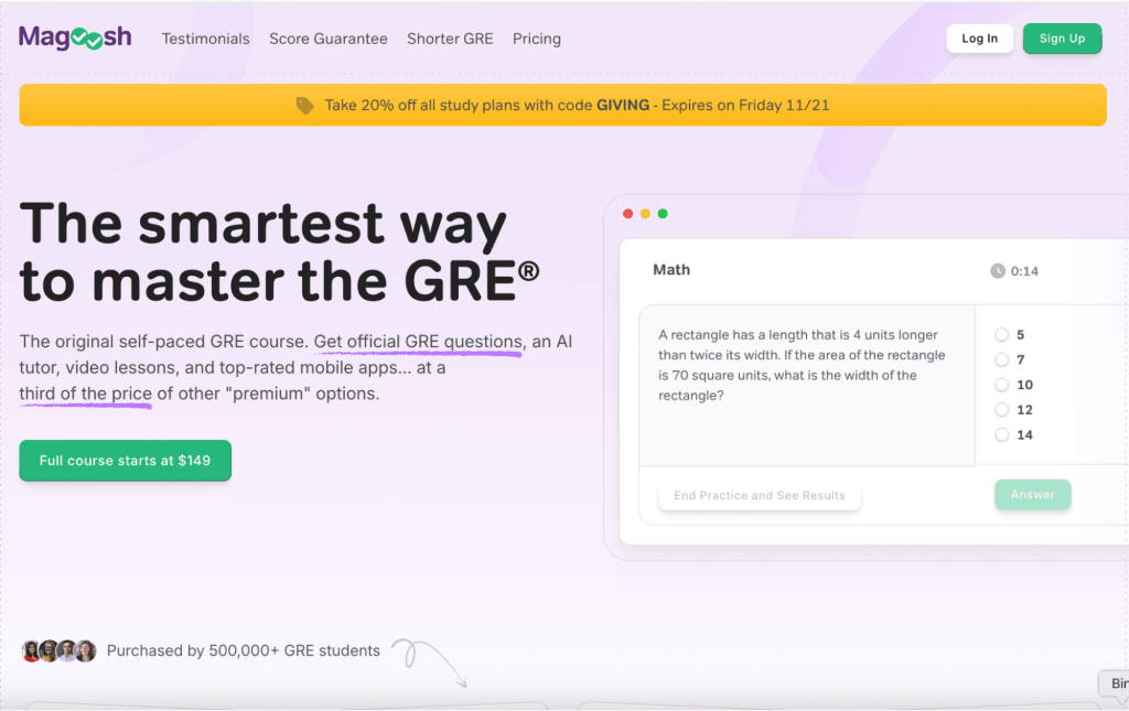 Magoosh Vocabulary App (free version)