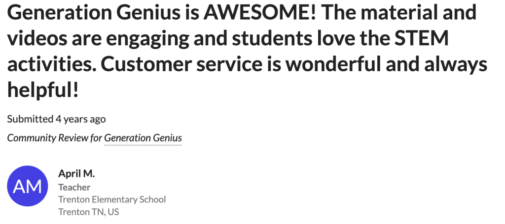Generation Genius review summary on connect support