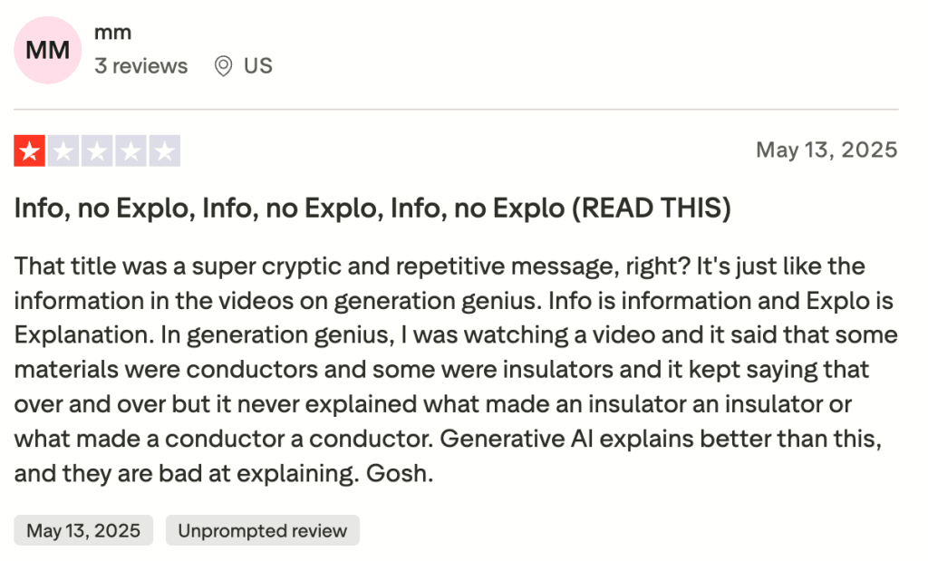 What are the pros and cons of Generation Genius?