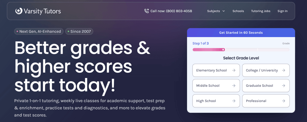 Preply alternative #8: Varsity Tutors