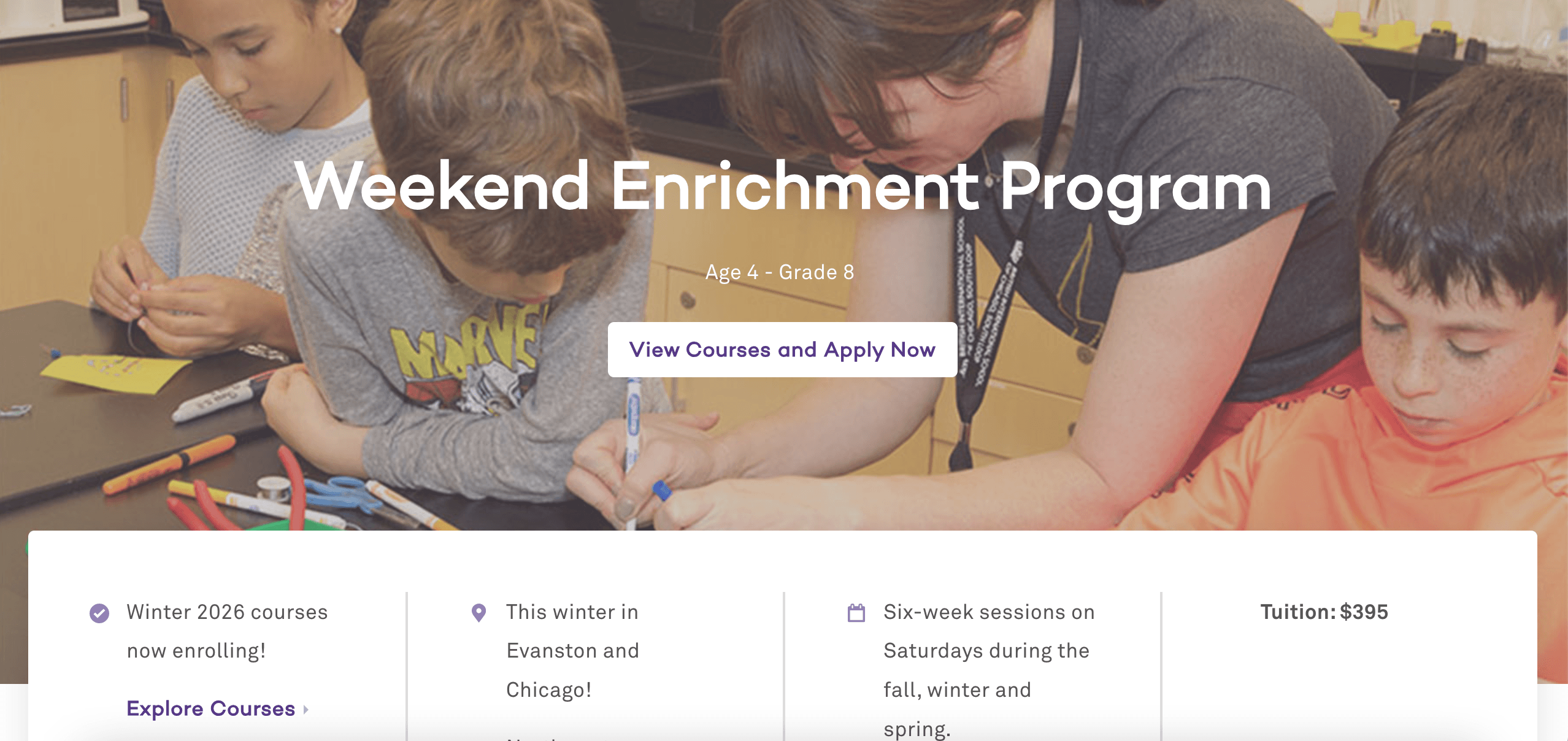 #3 Northwestern CTD Weekend Enrichment Program winter camp for kids