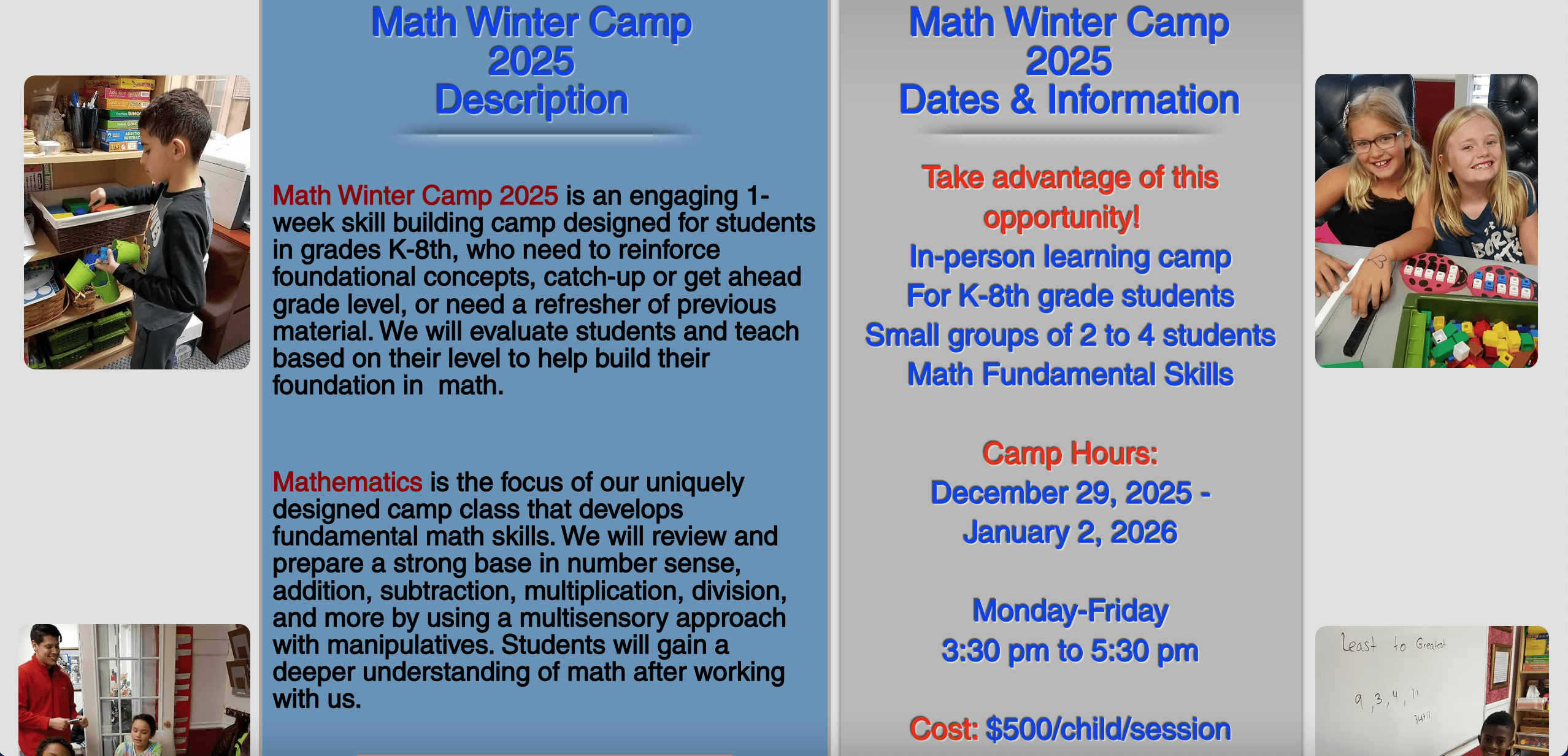 #5 Tutoring in Fairfax Winter Math Camp winter camp for kids
