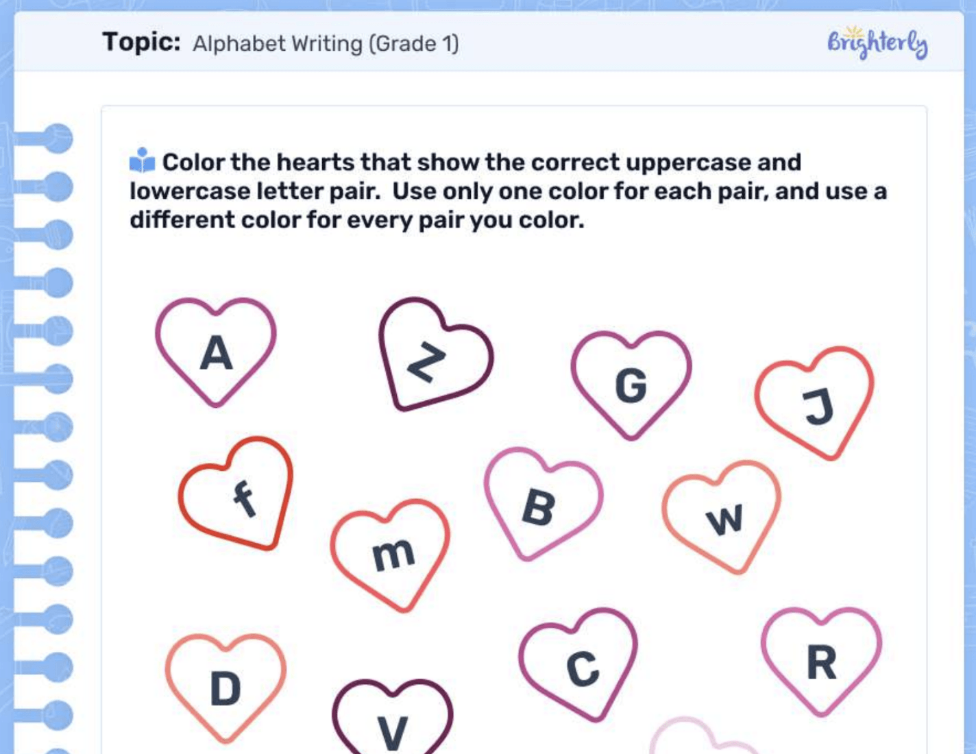 Writing alphabet worksheets: Examples