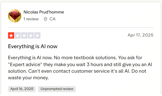 Chegg review of AI tools
