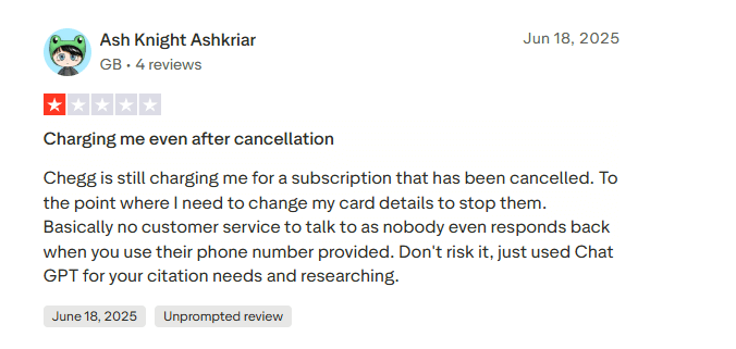 Complaints about Chegg