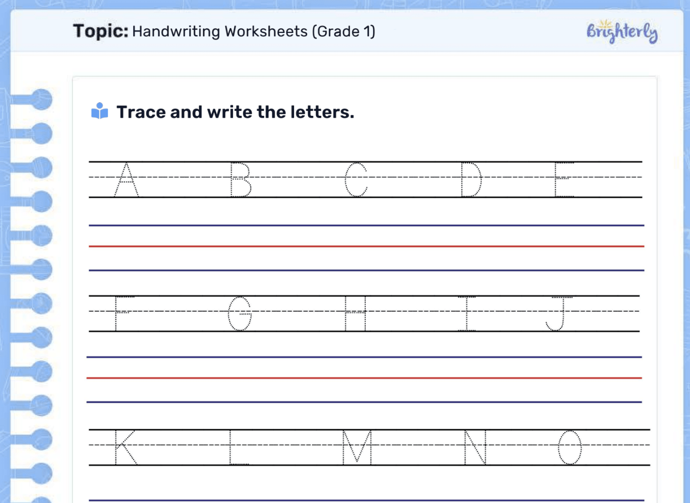 Free handwriting practice worksheets PDF