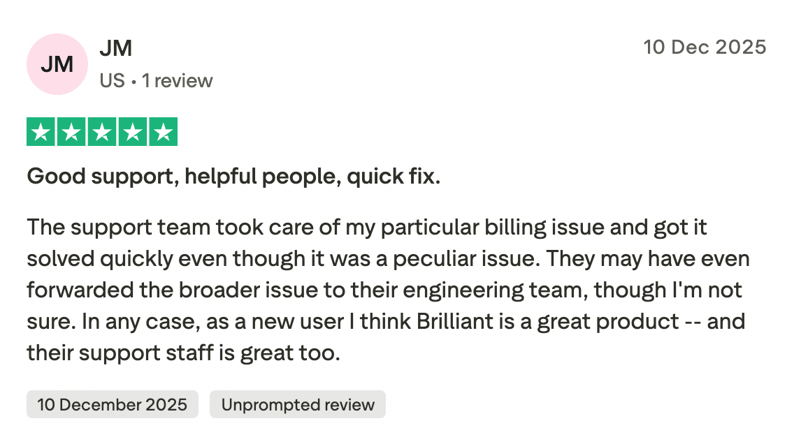 Reviews of Brilliant.org: How good is their support?