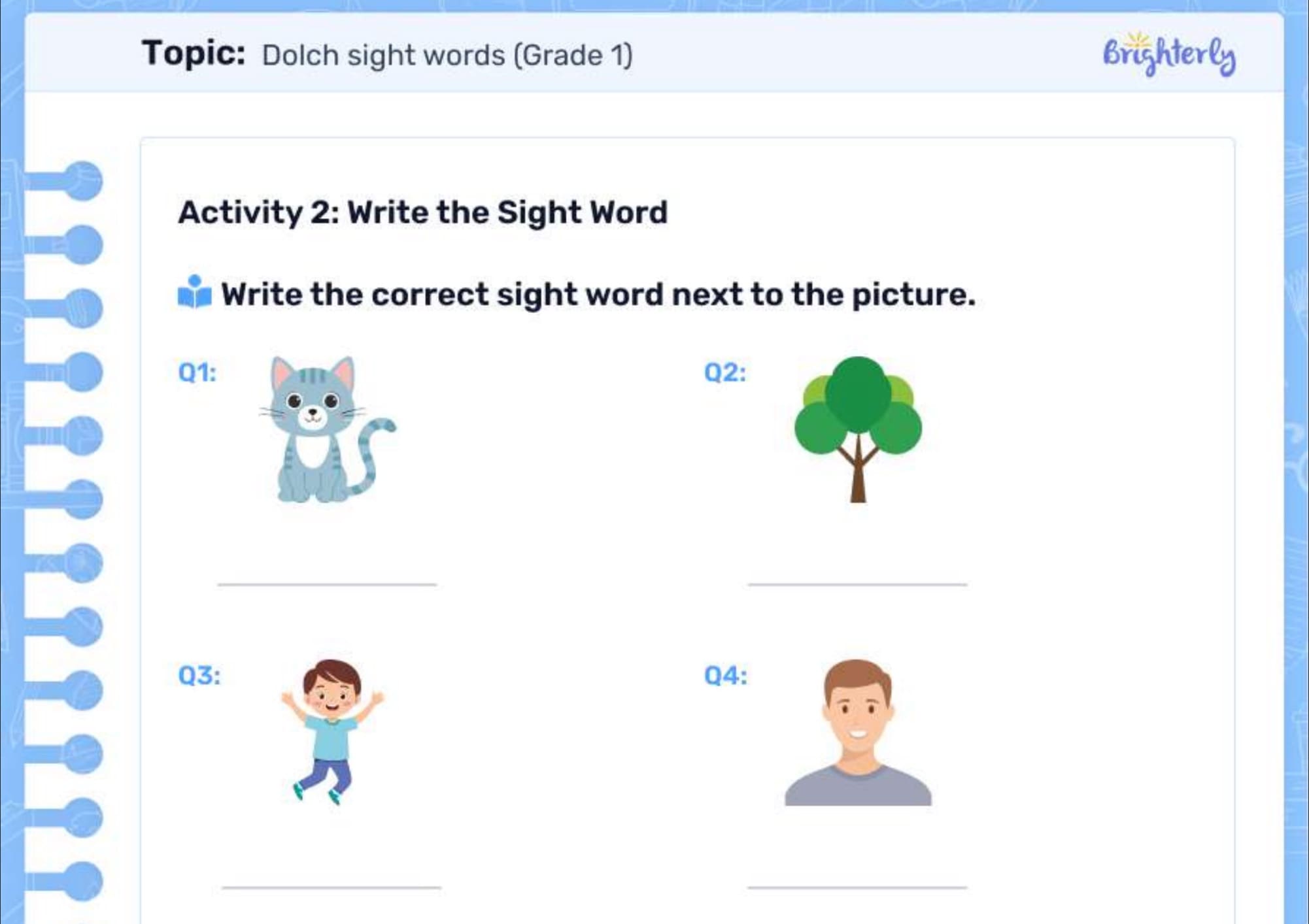 Dolch sight word worksheets: Examples