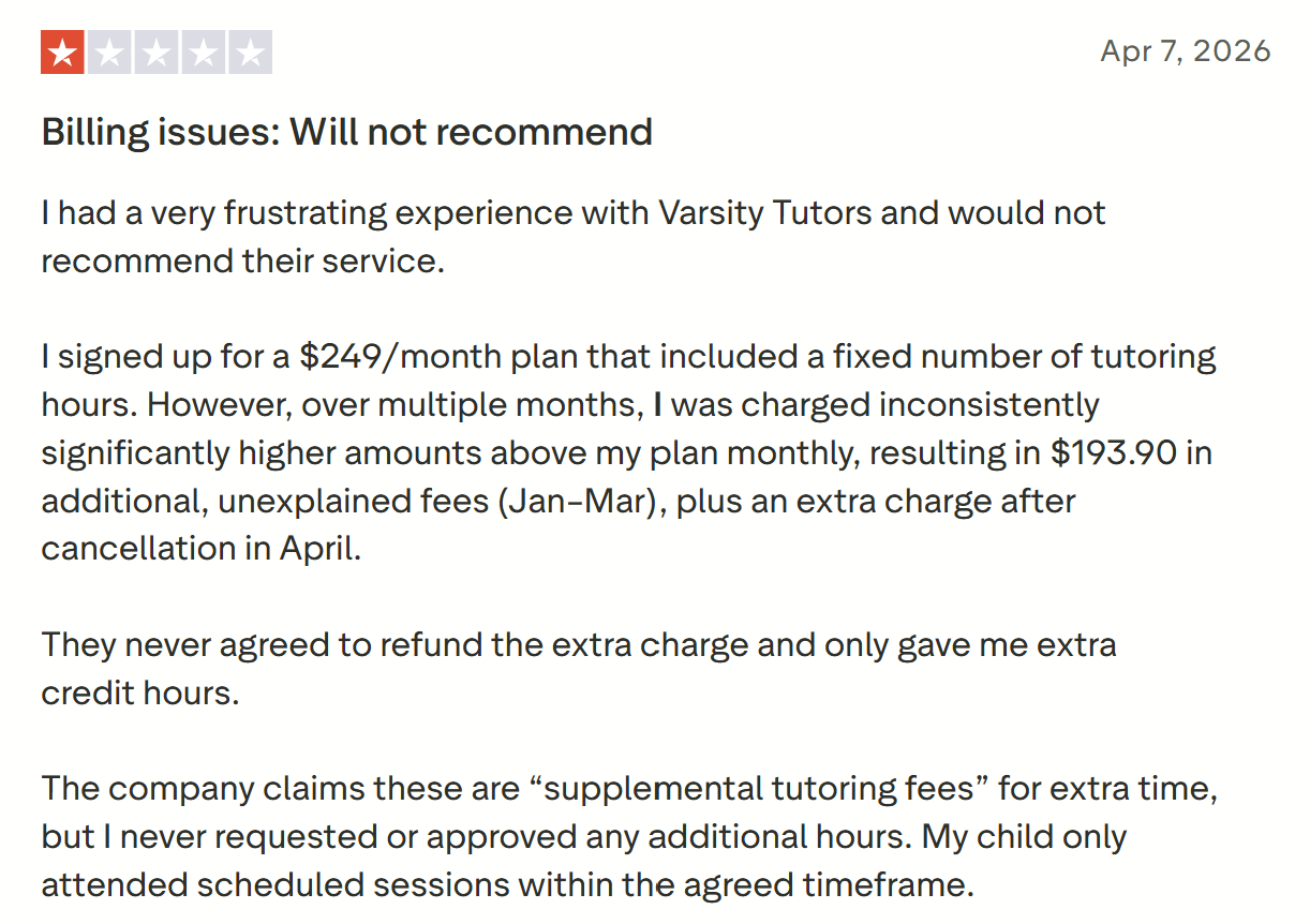 Varsity Tutors Pricing
