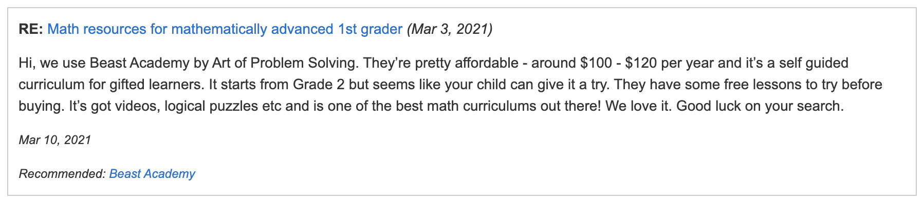 What do parents say about Beast Academy customer support?