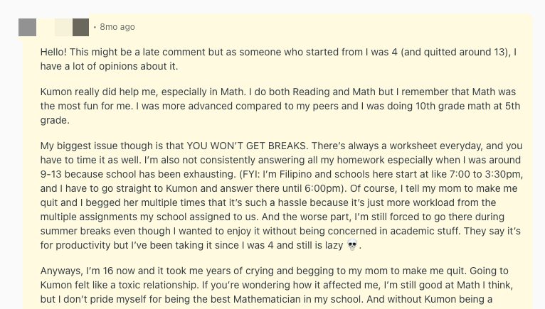 Kumon Tutoring Reviews from Parents and Students
