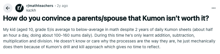 Kumon tutoring reviews from parents and students