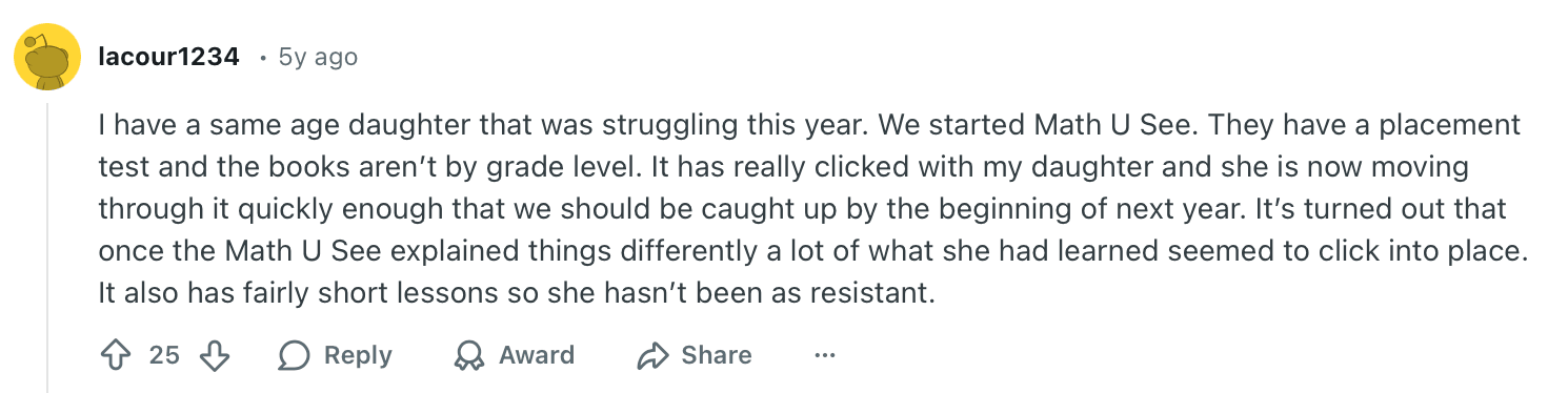 Math U See algebra 1 reviews: Improvement in children’s subject mastery