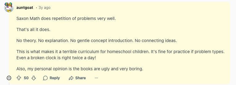 Saxon Math Reddit reviews