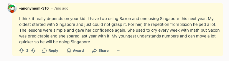 Saxon Math Reddit reviews