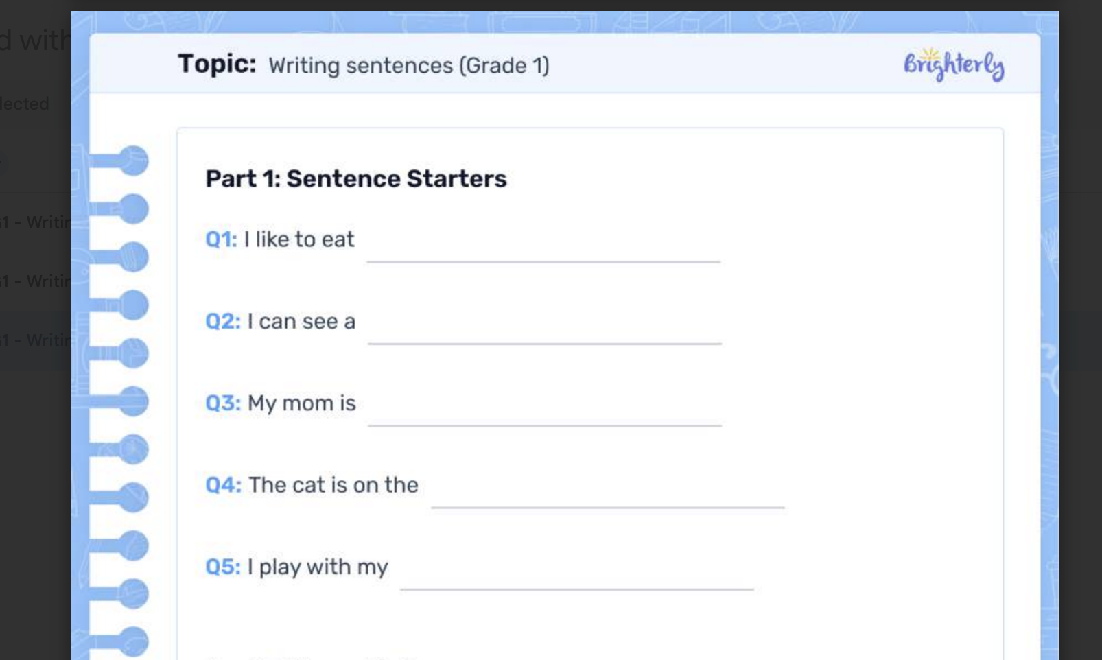 Free sentence writing worksheets: Examples