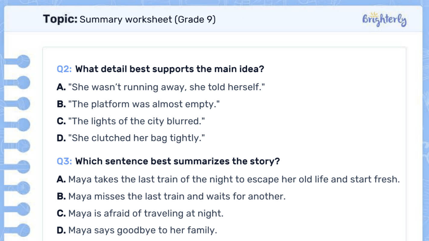 Mastering summarizing in reading with worksheets