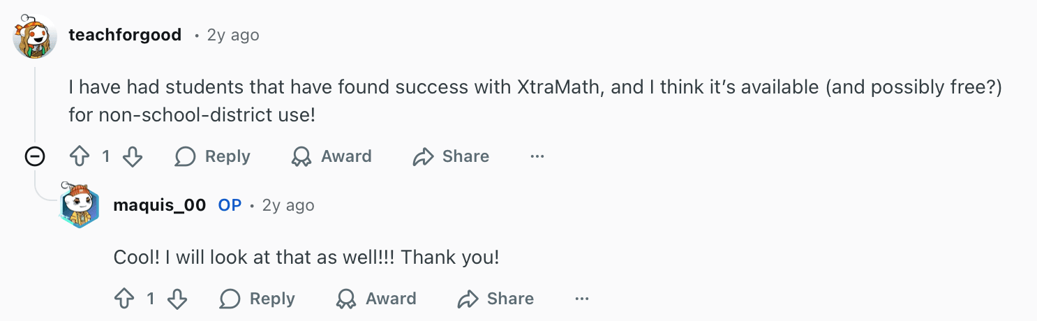 XtraMath reviews Reddit: Real user feedback