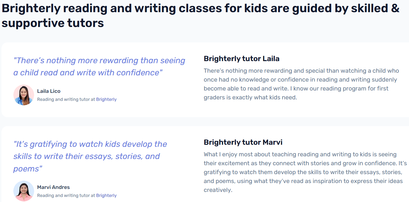 Brighterly: Individual writing support with professional tutors