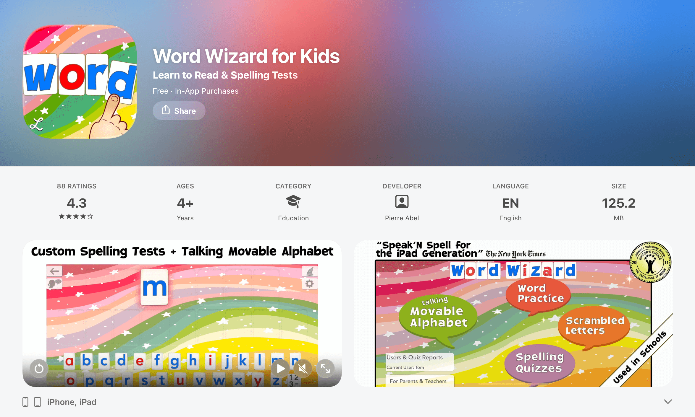 #4 Word Wizard for Kids spelling apps for 4th graders