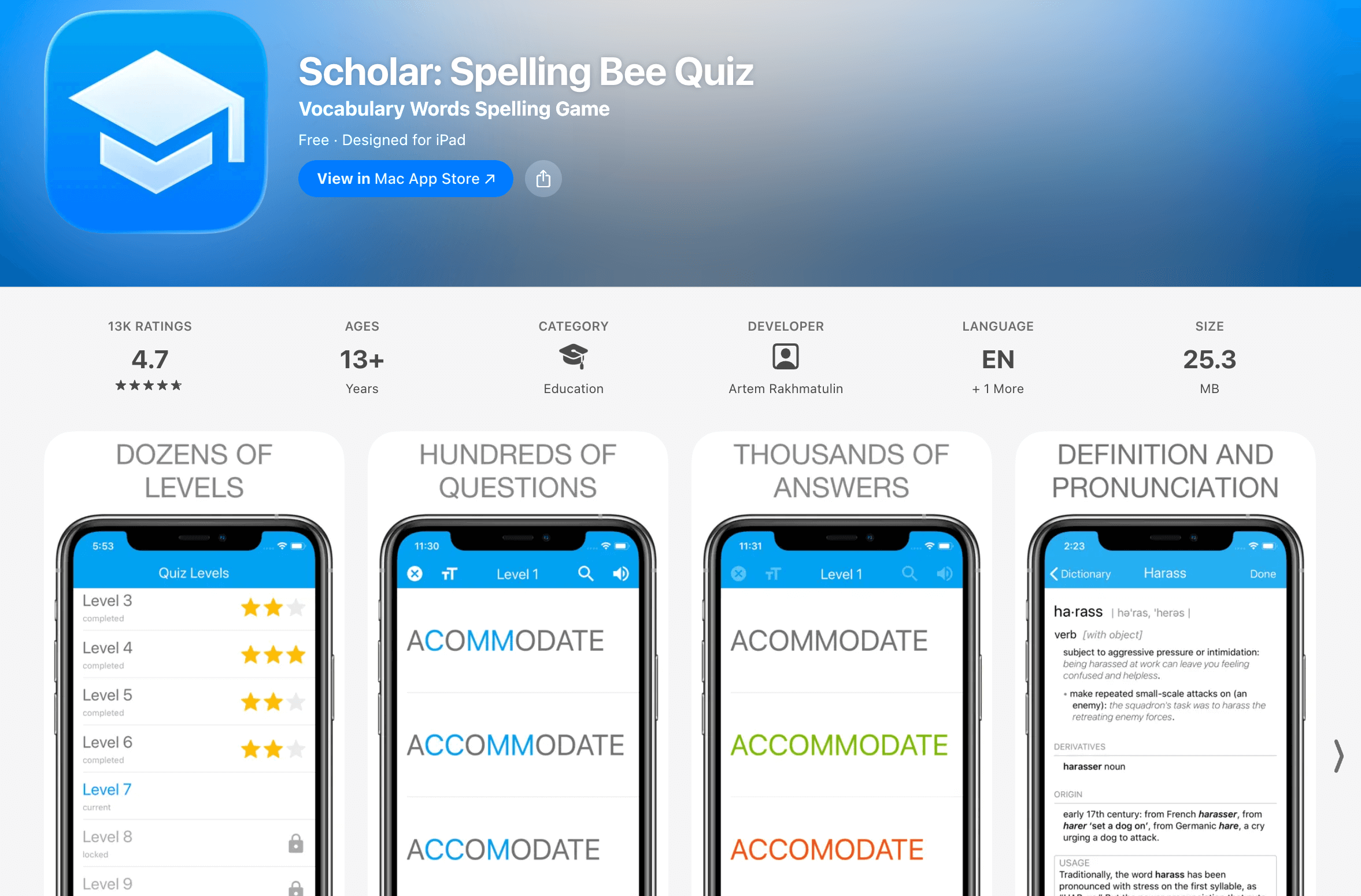 #8 Scholar: Spelling Bee Quiz