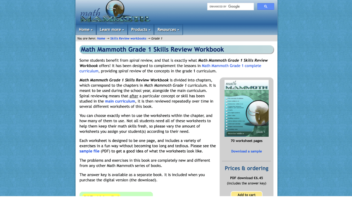 Reviews of Math Mammoth: Design & layout
